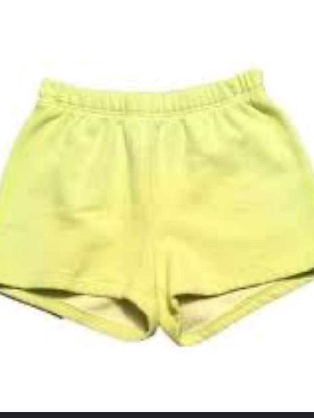 Aritzia Tna Cozy Sweatfleece Shorts in a vibrant neon lime med